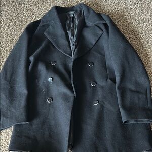 H&M Black Pea Coat Classic Tailored Wool-Blend
